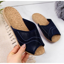 Chinelos para casa em cortiça Befado W BEF17F azul marinho 1