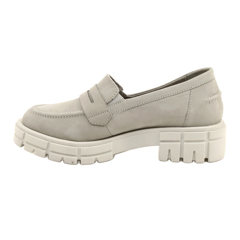 Mocas de couro feminino Caprice 24755-28 217 Gray cinza 4
