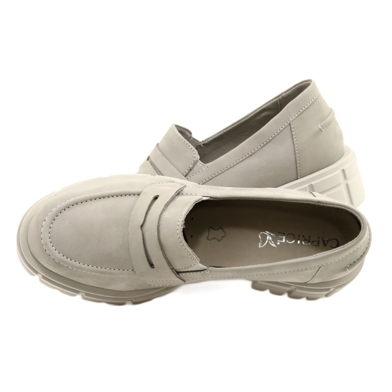 Mocas de couro feminino Caprice 24755-28 217 Gray cinza 7