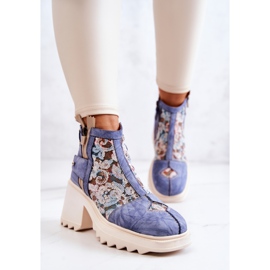 Botas de couro em um poste maciço Maciejka Blue 05325-06 azul 1