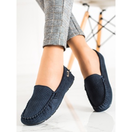 Goodin Mocassins a céu aberto com camurça azul 1 Goodin Mocassins a céu aberto com camurça azul 1