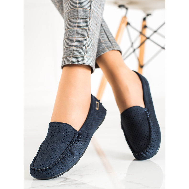Goodin Mocassins a céu aberto com camurça azul 1 Goodin Mocassins a céu aberto com camurça azul 1