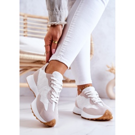 FJ1 Tênis Esportivo Clássico, Amarrado Branco e Bege Patrice 2