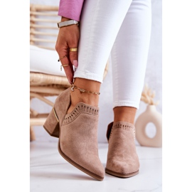 PS1 Botas de cowboy vazadas bege escuro de camurça Valerie 2