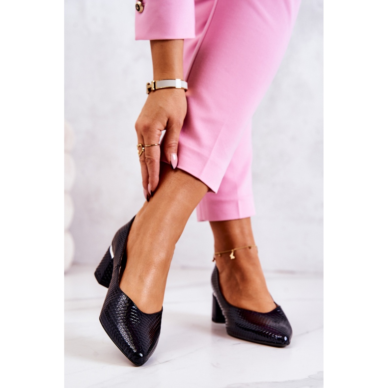 PA2 Sapatos de couro na biqueira Spitz azul marinho Marilyn 2