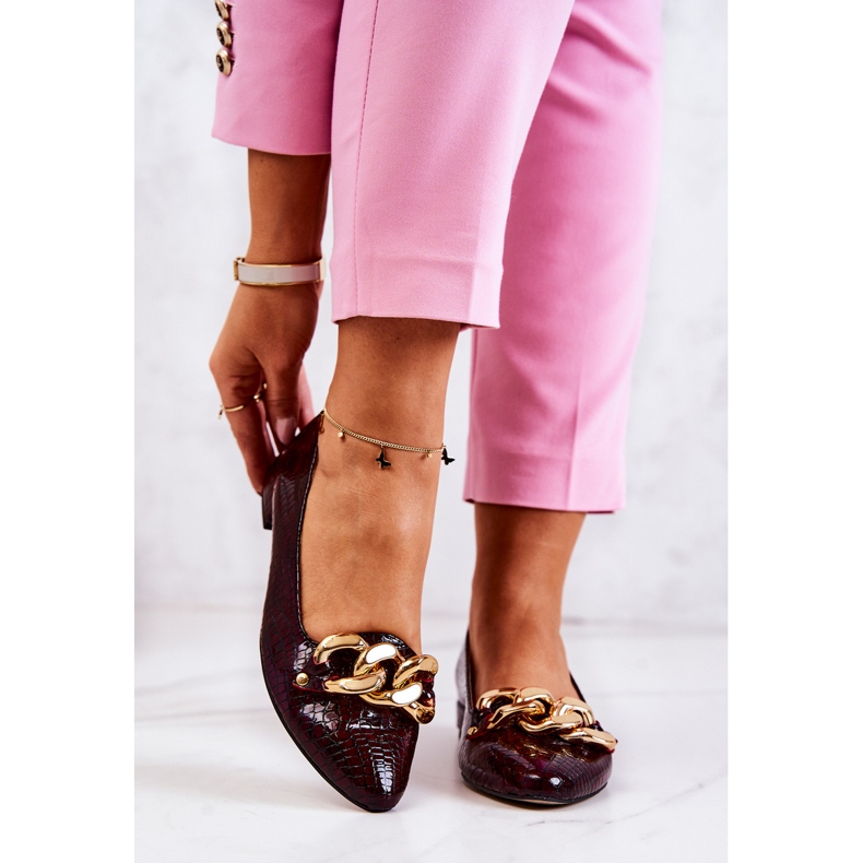 Sapatos Snake Lacados em Couro Borgonha Elisabeth vermelho 1