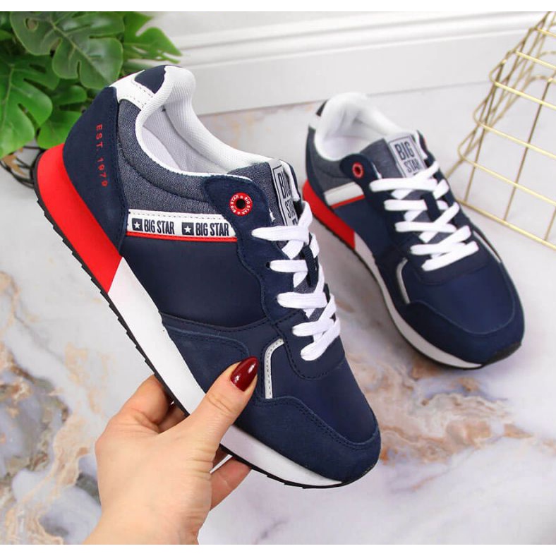 Sapatos esportivos de couro Big Star W JJ274285 azul marinho azul-marinho cinza 1