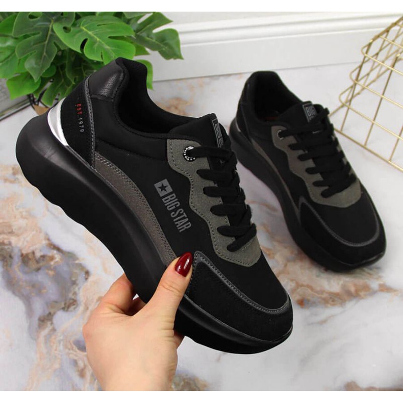 Plataforma de sapatos esportivos pretos Big Star W JJ274989 1