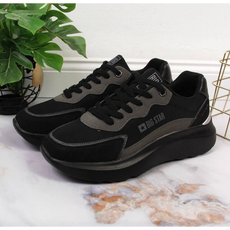 Plataforma de sapatos esportivos pretos Big Star W JJ274989 2