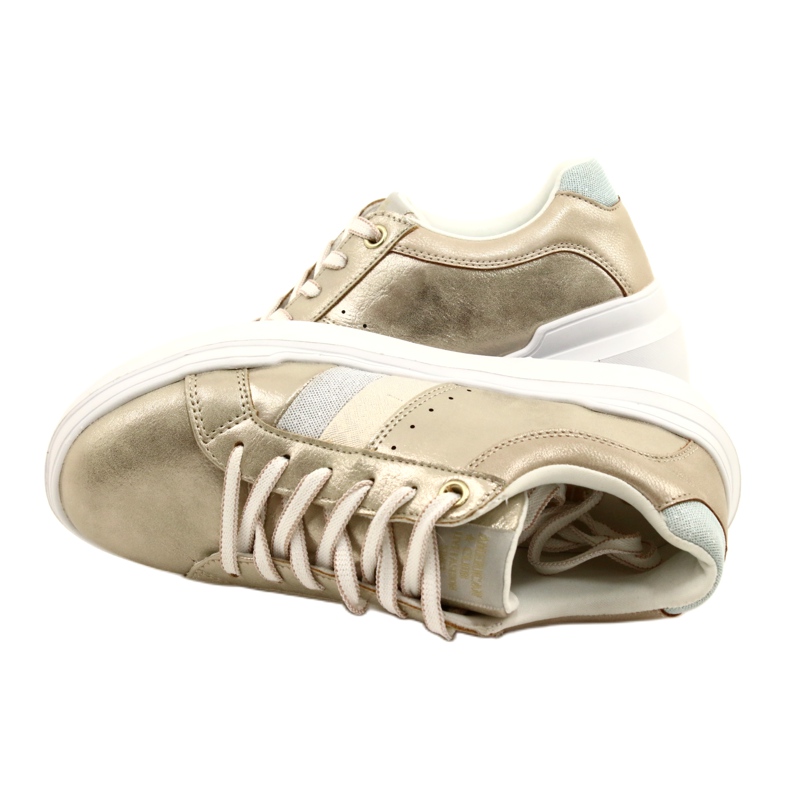 American Club Tênis esportivos femininos em um único clube de ouro americano de grosso RH68/22 dourado 4