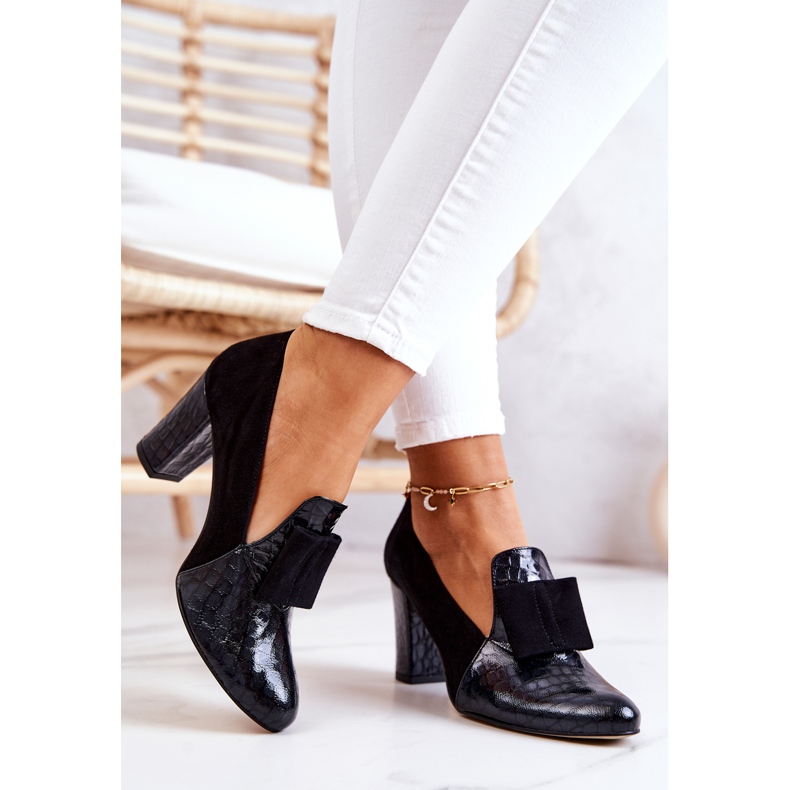 PA2 Sapatilhas Kathleen de camurça preta de pele de cobra preto 2