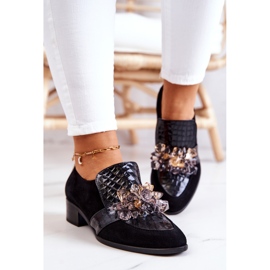 Sapatos de camurça com decoração preta Davine preto 1