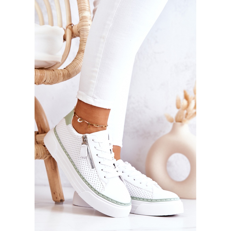 FB2 Calçados esportivos na plataforma Louisa branca e verde branco 2