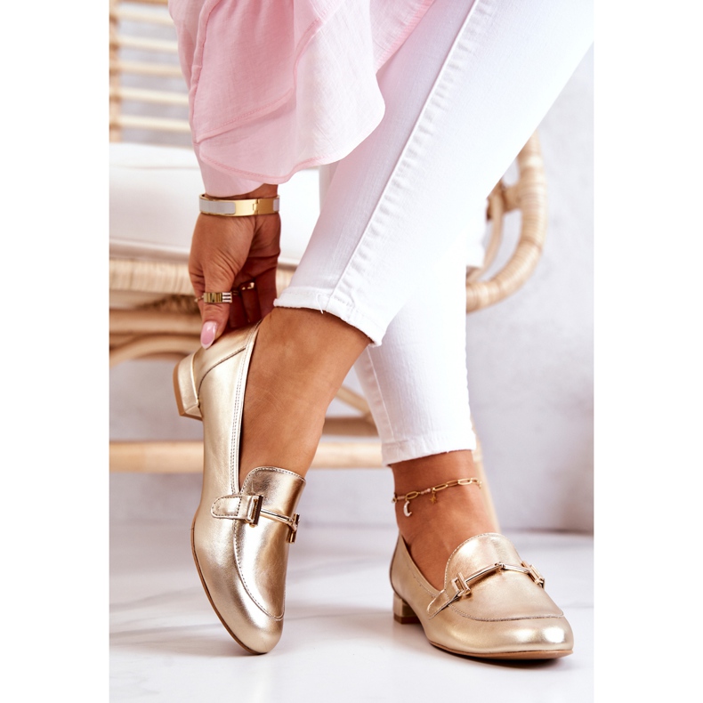 Brogues femininos Laura Messi 2121 Ouro dourado 2