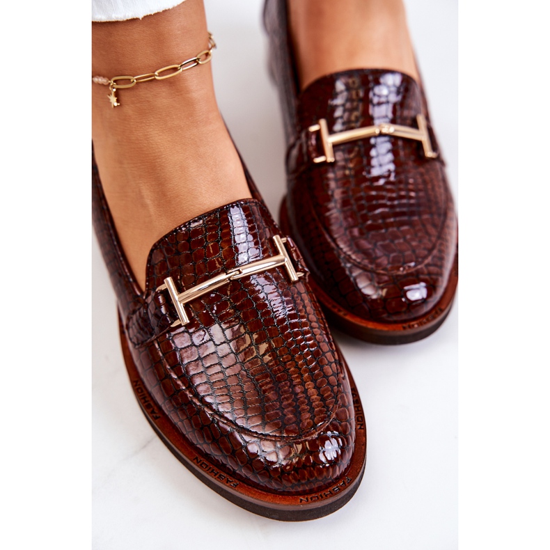 Brogues femininos Snake Laura Messi 2307 Marrom 1