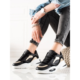 TRENDI Tênis de couro ecológico preto 2