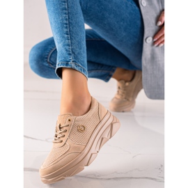 Filippo Tênis de couro bege castanho 1