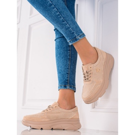 Filippo Tênis de couro bege castanho 2