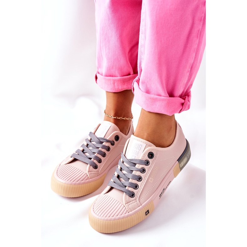 Tênis feminino de couro Big Star II274133 rosa 1