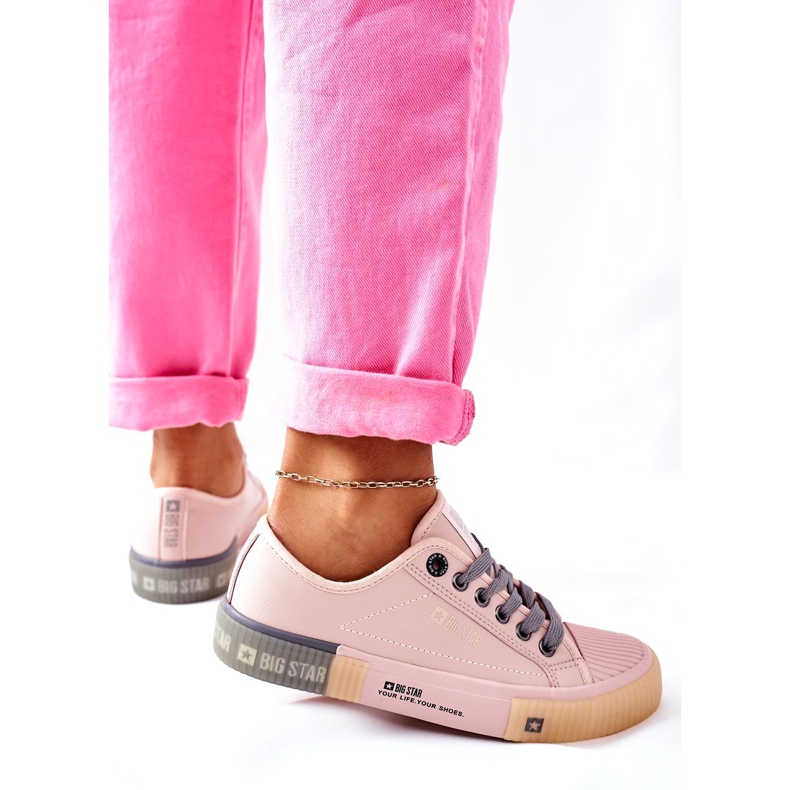 Tênis feminino de couro Big Star II274133 rosa 3