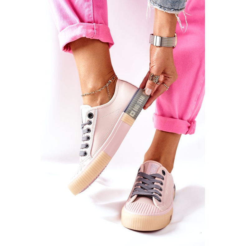 Tênis feminino de couro Big Star II274133 rosa 2