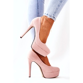 WS1 Clássico de camurça de salto alto em plataforma bege 1