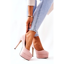 WS1 Clássico de camurça de salto alto em plataforma bege 3