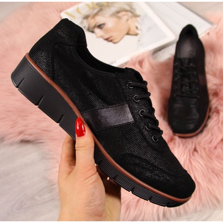 Sapatos de couro na cunha Filippo W PAW68A preto 1