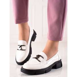 Goodin Mocassins com couro ecológico na plataforma branco 1