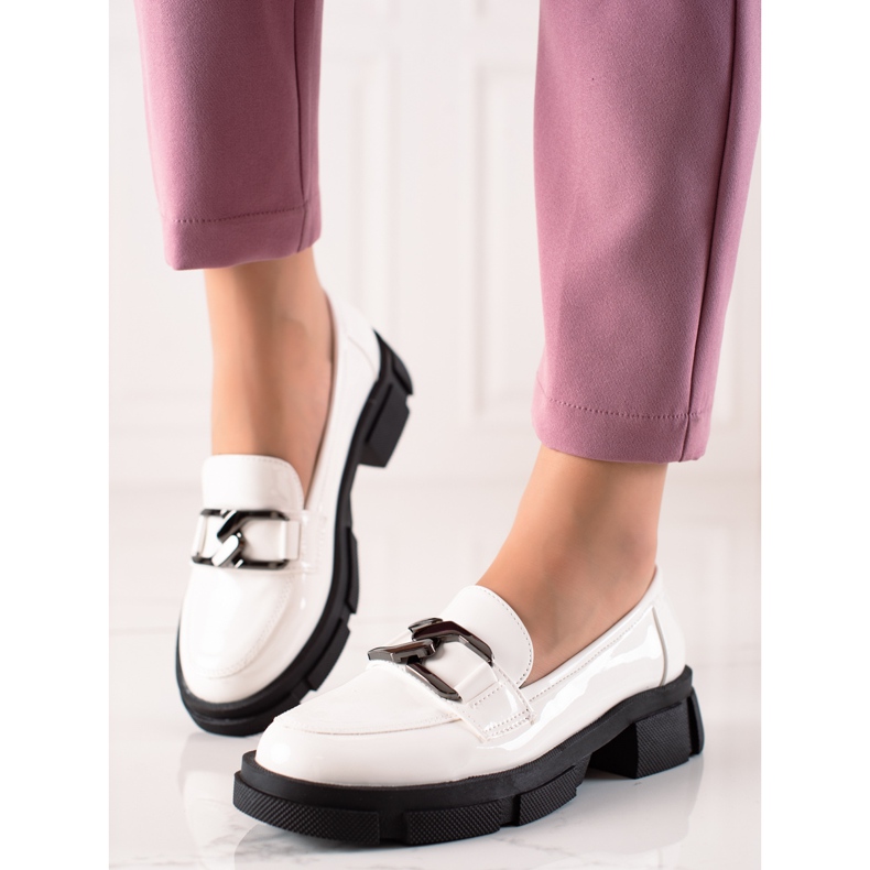 Goodin Mocassins com couro ecológico na plataforma branco 1