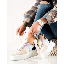 TRENDI Tênis coloridos na moda bege multicolorido 1