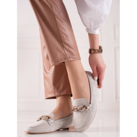 Small Swan Mocassins cinza elegantes 1