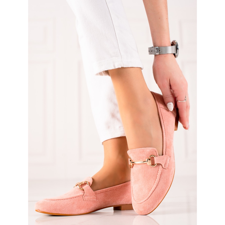 Seastar Mocassins com decoração dourada rosa 1