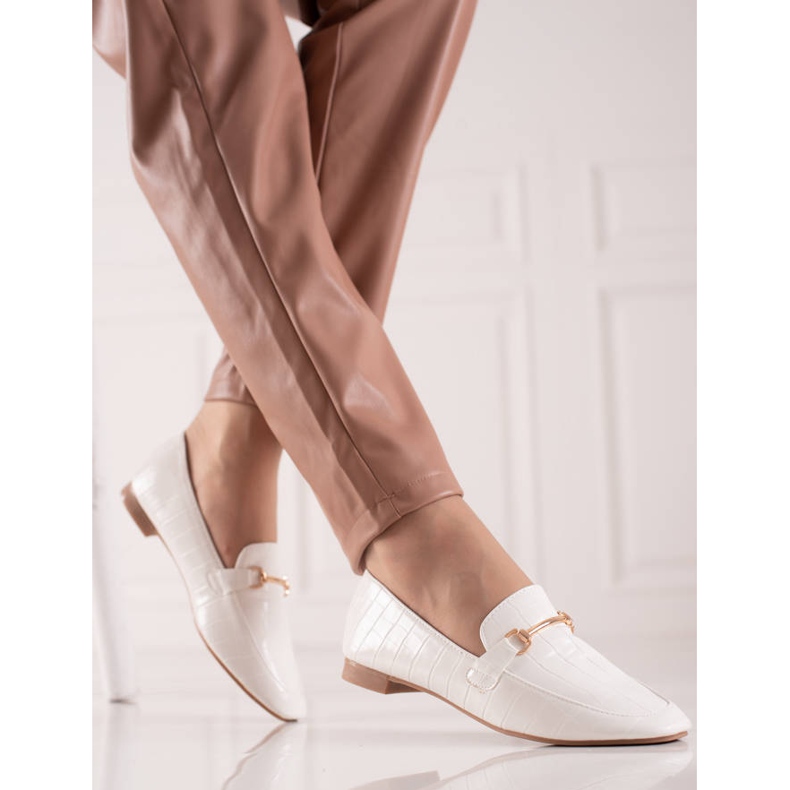 Encor Mocassins elegantes com couro ecológico branco 1