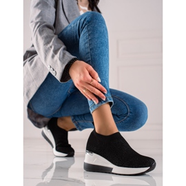 TRENDI Tênis de cunha elegantes preto 2