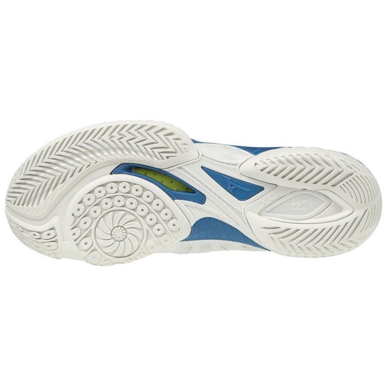 Tênis de badminton indoor Mizuno Wave Claw M 71GA191524 branco azul branco 1