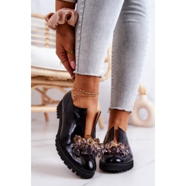 PA2 Sapatos de couro elegantes com decoração Cindy preta preto 1