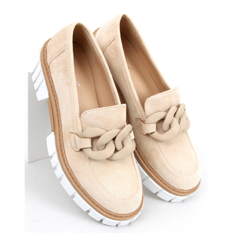 Mocassins femininos com corrente Juni Beige bege 1 Mocassins femininos com corrente Juni Beige bege 1