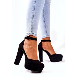 SEA Bomba de salto feminino com plataforma de camurça preta Netel preto 4