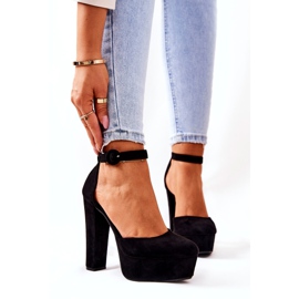 SEA Bomba de salto feminino com plataforma de camurça preta Netel preto 5