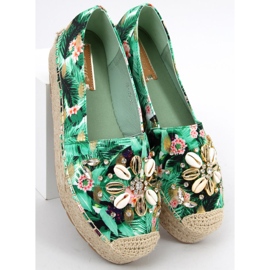 Alpargatas com conchas Manami Flower Green verde 1