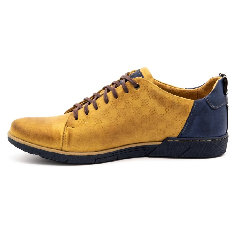 Polbut Sapatos casuais de couro masculino 2114 vermelho multicolorido amarelo 2