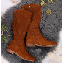 Botas de mola vazadas S. Barski W OLI139B camelo castanho 2 Botas de mola vazadas S. Barski W OLI139B camelo castanho 2