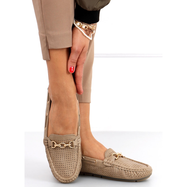 Mocassins femininos Nisa Khaki bege 1