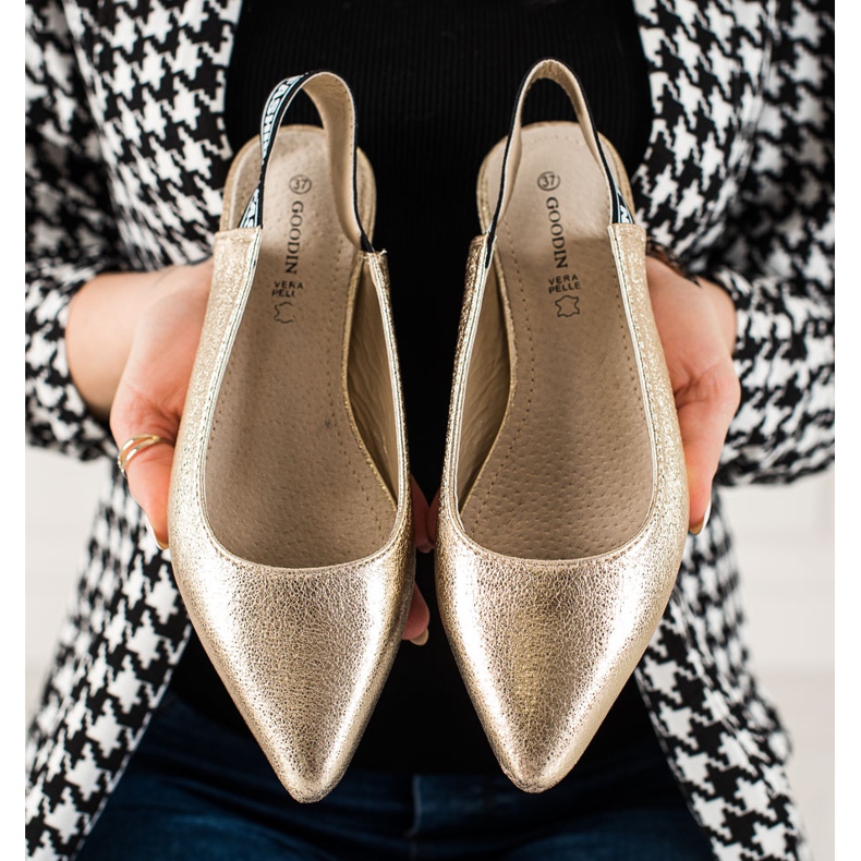 Goodin Bombas com calcanhar descoberto dourado 1