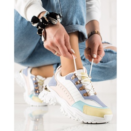 TRENDI Tênis coloridos elegantes branco multicolorido 1