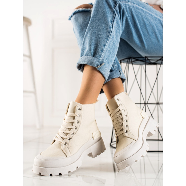 Seastar Tênis altos da moda na plataforma bege 1