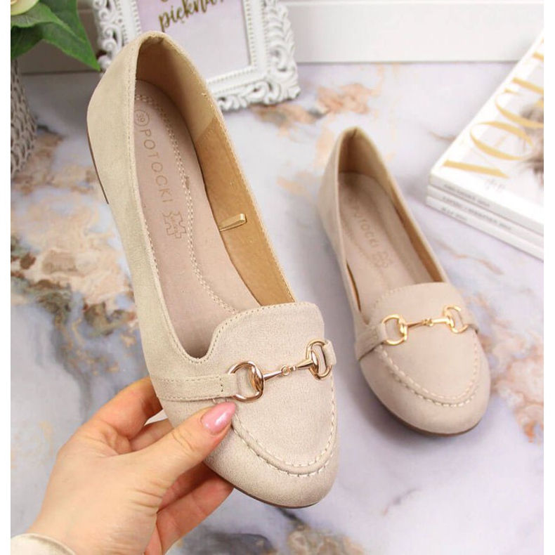 Mocassins com decoração Potocki W WOL59B bege 1 Mocassins com decoração Potocki W WOL59B bege 1