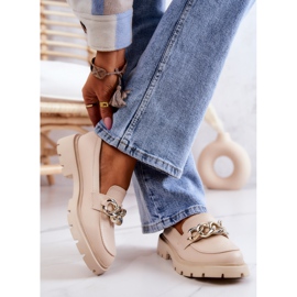 FB1 Mocassins de Couro Corrente Bege Amigável 2