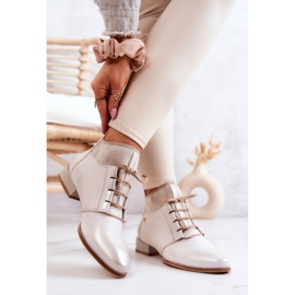 Botas femininas de couro Maciejka bege claro 04744-22 2